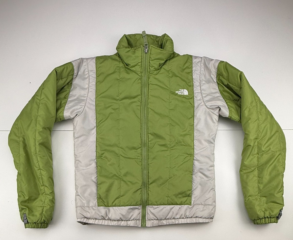 The North Face Womens Small Insulated Puffer Jacket Green Gray Colorblock